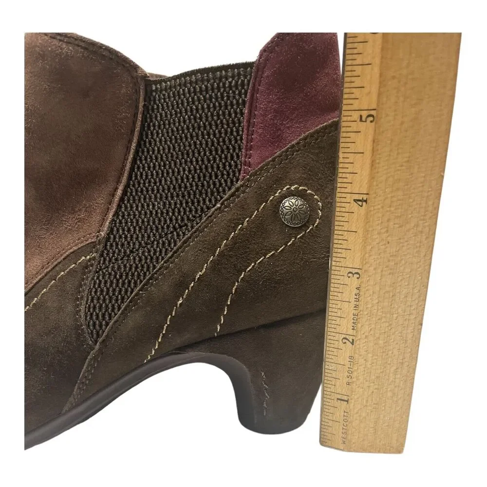 Earthies Genoa Ankle Boots Booties Brown/Purple Suede Leather Womens Size 9 B